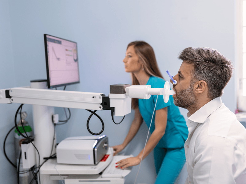 Pulmonology Man Completing Breathing Test